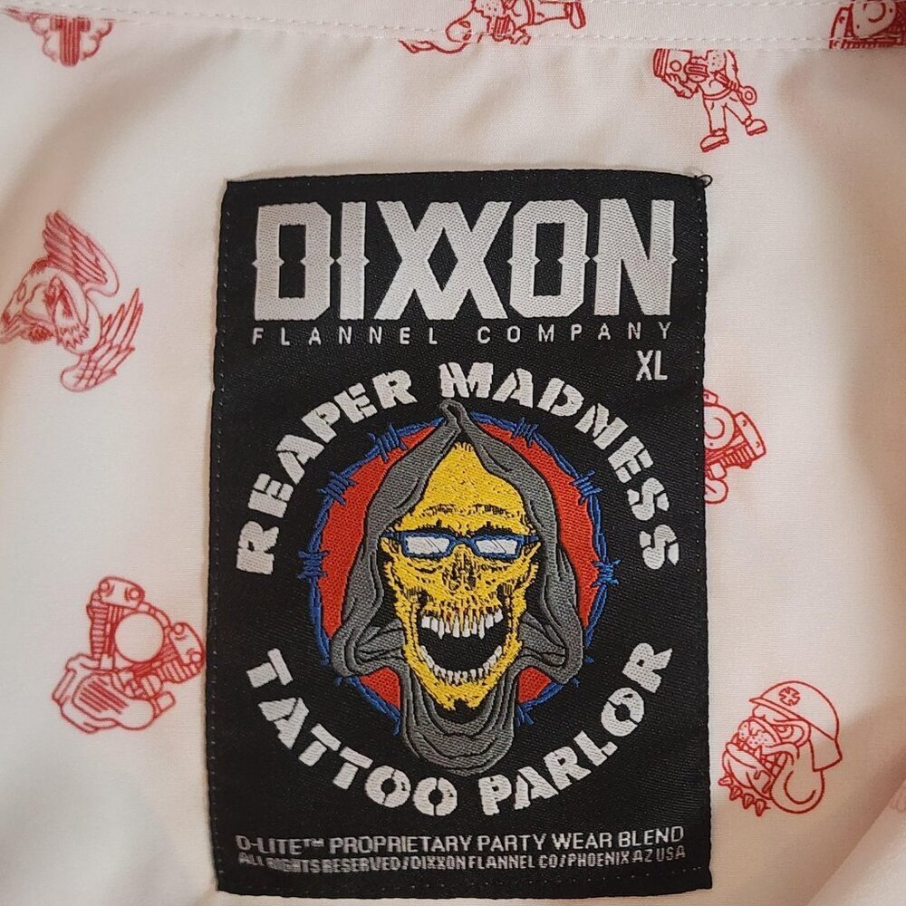 Dixxon Shirt Mens XL White Red Reaper Madness D-Lite Button Up Motorcycle Print - Picture 5 of 11